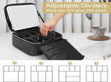Portable LED Makeup Case with Mirror Rechargeable 3-Color Light, 6 Adjustable Dividers, Brush Roll V1107-CS-LEDHZXH