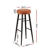 Artiss 2x Bar Stools Kitchen Dining Chairs Counter Round PU Leather Lane Brown UPHO-C-BAR-2502-BRX2