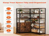 6 Tier Corner Bookshelf, Tall Corner Bookcase Storage Doors, Large L-Shaped Bookshelf Organizer V952-ZLSZJSNJTMK7N90ZV001V0