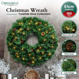 Christabelle 61cm Christmas Wreath Yuletide Glow with Pine Cones and LED Lights Front Door Dec WRH-SJ3-24I