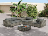 7PC Outdoor Wicker Lounge with Storage Corner V264-OTF-530S-LGR-OTF-508-LGR