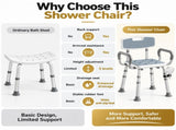 Height Adjustable Shower Chair with Arms & Back, Aluminium Bathroom Seat, 136kg Capacity V1181-HP012