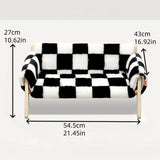 cat sofa bed, faux-fur cat bed, checkered pet bed, warm pet bed, washable pet bed, wooden cat bed, V1106-135-13039-BRN-L