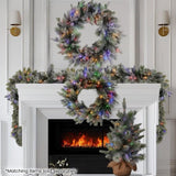 Christabelle 61cm Christmas Wreath Snowy Stamford Spruce with Coloured LED Lights Front Door De 112_NATSS61