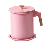 Oil Strainer Pot 1.4L Wood Grain Easy Operation No Rust Oil Storage Supplies Filter for Home Canteen V1294-YM0716-3118220109511