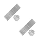 Durable Stainless Steel Flat Plates for Furniture Repairs, Easy Install, Silver, 2Sets V1369-AZ3-W-17368