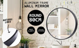 2 Set Wall Mirror Round Aluminum Frame Bathroom 80cm BLACK V274-FT-BM-ALUR-BK80-X2