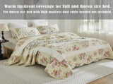 100% Cotton Ivory Cottage Rose Coverlet Bedspread Set V745-MMPAC06498Q13U