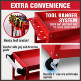 Black 3-Tier Tool Cart Trolley Toolbox Workshop Garage Storage 150KG Organizer Garage V465-91519