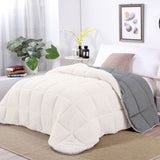 Shangri La Sleet Sherpa Fleece Reversible 3 Pcs Comforter Set Queen V442-KIT-COMFORTER-SHERPAFLEECE-SLEET-QS