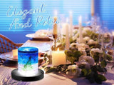 4 Pieces Wood LED Display Light Base Crystal Stand Remote Control Round 16 Lighting Modes Wooden V1259-DP01-A-5529