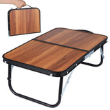 Compact Mini Camping Table, Walnut Wood Folding Side Low Table for Camp, Portable Table for Picnic V1369-AZ3-W-08548