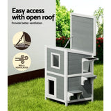 i.Pet Outdoor Cat House Shelter 56cm x 52cm x 82cm Rabbit Hutch Wooden Condo Small Outdoor Cat House PET-CH-81-GR