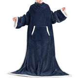 Blue 180 x 120CM Extra Large Wearable Wrap Blanket with Sleeves and Large Pocket, Cozy Thickened V888-ELOSUNG52507