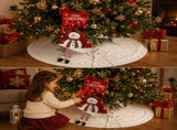 White Christmas tree skirt and snowman pattern stocking set - 122cm diameter tree skirt, holiday V888-ELOSUNG54470