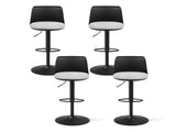 Artiss 4x Bar Stools Kitchen Swivel Gas Lift Counter Dining Chair Curved Black BA-BB-8097C-BKX4