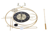 Wall Clock Living Room Decor Metal Deer Horn Swinging Gold Pendulum Geometric Wall Clock Decor V1294-YM0901-3115240035311