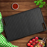 SOGA 2X 45cm Rectangular Cast Iron Portable Fry BBQ Grill Plate Cooking Pan Tray with Handle ZPAI039X2