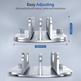 Vertical Stand Holder for Desk, Aluminium Dual Slots Stand with Adjustable Dock for V1369-AZ3-W-11227