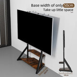 2 Tiers Black Shelves Heavy Duty Universal Tv Floor Stand For 32-75 Inches V767-U-Z1187