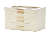 4 Layer Jewelry Box PU Leather Jewellery Organizer Multi-functional Storage Case with Clear Glass V985-JEWELRYORGANIZER