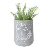 Tall Contemporary Line Face Pot planter w Hole & Plug 24cm V637-88705PLN