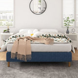 Metal Bed Frame Mattress Foundation Blue Queen V264-BFS-207F-BLU-QU-1