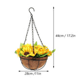 Faux Flower Hanging Basket for Living Room and Garden, Decorative No Maintenance Artificial Plant V1366-AZ2-W-19209