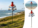 Windmills Wind Sculpture Large Metal Nautical Art Garden Windmills Sailboat Wind Spinners Decor for V1369-AZ3-W-15223