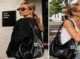 Black PU Leather Shoulder Bag with Cute Charm Keychain - Large Capacity Hobo Handbag with Adjustable V888-ELOSUNG54690