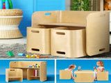 Keezi 3PCS Kids Table and Chairs Set Multifunctional Storage Desk BENT-B-KID-TAB03-NT