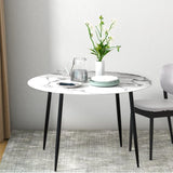 Artiss Dining Table Round Marble Effect 110CM DINING-B-MAR11075-GY-AB