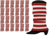 24x Womens Leg Warmers Disco Winter Knit Dance Party Crochet Legging Socks Costume - Red/White V563-BR-24LEGWARMS-REDWHTSTR