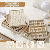 Large Velvet Jewelry Tray Display Drawer Inserts 2 Pack Stackable Jewelry Organizer for Earring V1107-107-83531-BLK-RING81SLOTS
