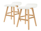 2X Wooden Bar Stool Dining Chair Leather SOPHIA 74cm WHITE V274-FT-WBSPU-84WH2