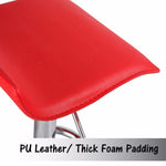 2X Red Bar Stools Faux Leather Low Back Adjustable Crome Base Gas Lift Slim Seat Swivel Chairs V43-BS-MIKA-RD