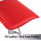 2X Red Bar Stools Faux Leather Low Back Adjustable Crome Base Gas Lift Slim Seat Swivel Chairs V43-BS-MIKA-RD