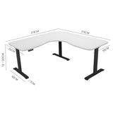 FORTIA 173W x 173W x 75D 3-Motor 120kg Load Adjustable Electric Sit to Stand Up Corner Desk V219-ADKCORFOWTBKC3A