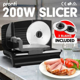 200W Pronti Deli and Food Electric Meat Slicer Blades Processor Black FS-190-2A-BK
