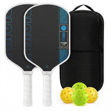 Black and Blue T700 Raw Carbon Fiber Pickleball Paddle Set - 2 Professional Honeycomb Core Paddles, V888-ELOSUNG55215-2