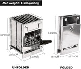 Portable Folding Camping Stove with Grill Stainless Steel Wood- Pit for Hiking, V1107-CS-BXSSKL