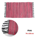 Tonal Chindi Cotton Handmade Floor Mat with Tassels 70 x 120 cm Pink V442-BZO-FLOORR-TONALCHINDI-PINK-RE