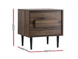 Artiss Bedside Table Nightstand 2 Drawers - Walnut FUR-T-BS-02-WAL