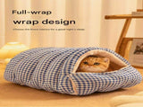 M size Pink Plaid Cave Bed Winter Warm Enclosed Pet House Cozy Sleeping Bag Semi-Enclosed V888-ELOSUNG50372