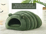 Green Cat Bed Cave - Cozy Pet House for Cats - Soft Kitten Sleeping V1258-DP02-BOL-493
