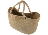 Natural Khaki Seagrass Woven Basket, Stylish Home Decor with Handle 1Pc V1369-AZ3-W-17017