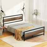 Artiss Bed Frame Double Size Metal Base Mattress Platform Foundation Black DREW MBED-C-DREW-D-BK-AB