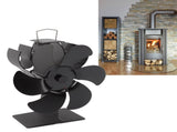 6 Blade Stove Fan Black Self Starting High Temperature Resistant Heat Powered Stove Fan for Home V1294-YM3113220248111-0421