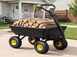 Gardeon Garden Cart Dump Utility Wagon 270kg 2in1 Handle Tractor Trolley 110L with 10in Tyres GCT-DUMP-PP-270KG-BK