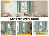 Artiss Blockout Curtains 2X 132x160cm Thermal Insulated Eyelet Drapes Green BC-MATT-132X160-GN